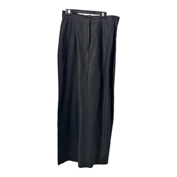 Powerline Canada Black Linen Maxi Skirt High Waist Sexy Slit Minimalist Luxury - Picture 5 of 14